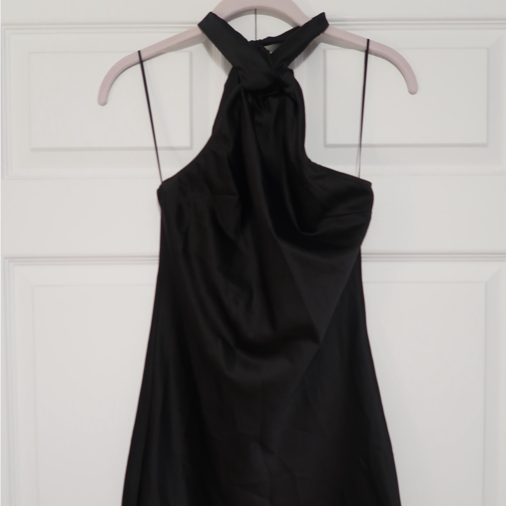 Topshop Black Halter Neck Silky Dress Size 2 NWOT
